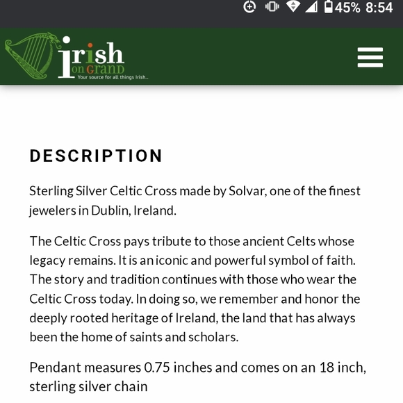 Celtic Silver Cross Pendant Necklace - Picture 4 of 4